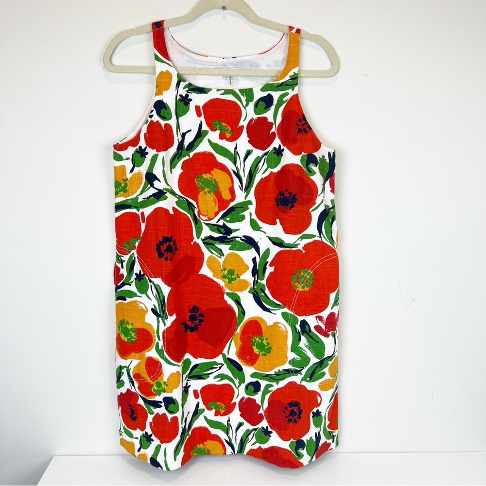 Tyler Boe White Mini Dress with Red & Yellow Floral Print